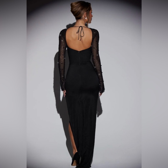 Oh Polly embellished side split maxi dress / size 2 - Picture 3 of 3